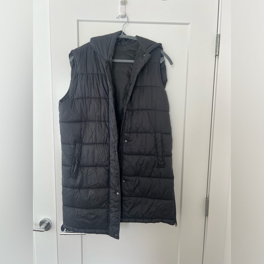Women’s Long Black Puffer Vest